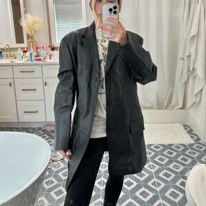 J.Ferrar black 100% leather blazer jacket